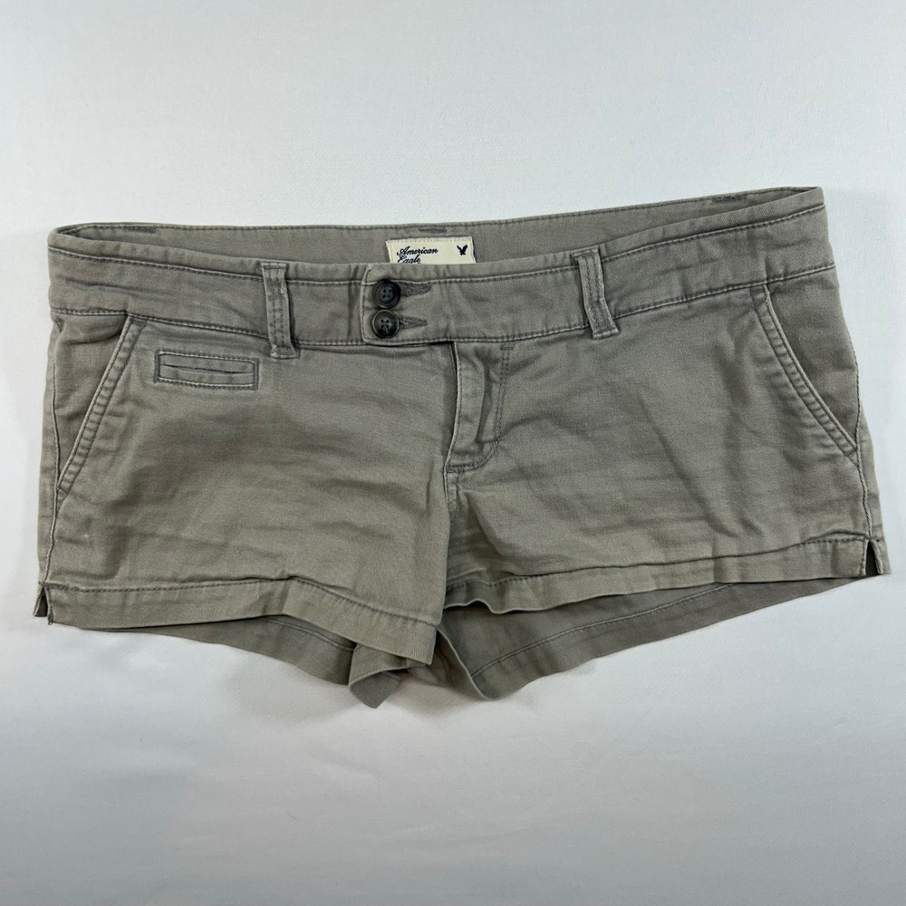 American Eagle Outfitters Women Gray Low Rise Stretch Twill Shorts Size 8 3454